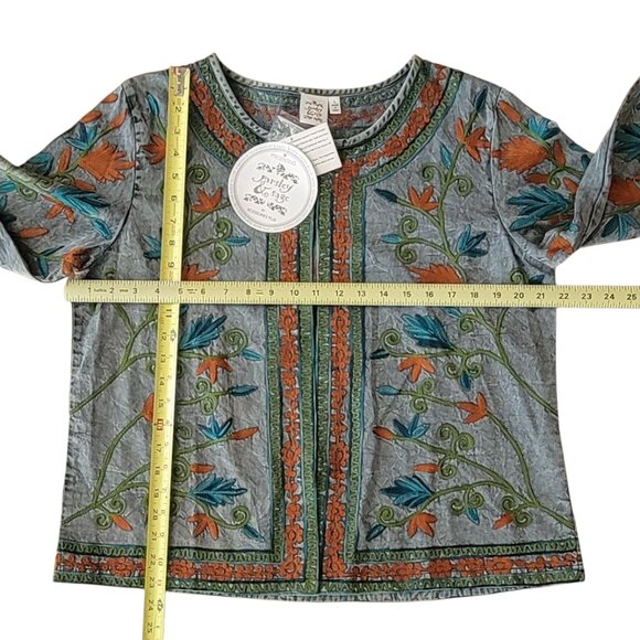 Parsley & Sage Embroidered Floral Boho Artsy Open Front Jacket NEW NWT - Picture 9 of 14